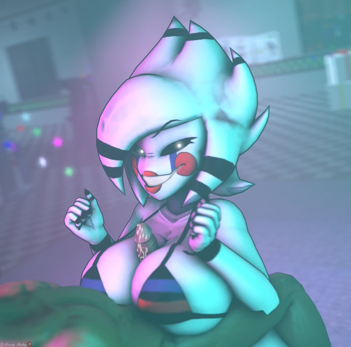 1girls, 3d, anthro, bikini, breasts, cally3d, clazzey, cryptiacurves, cum, cum on breasts, fazclaire's nightclub, female, five nights at freddy's, five nights at freddy's 2, fnaf, fredina's nightclub, looking at viewer, male, marie (cally3d), marie (cryptia), marionette (fnaf), paizuri, paizuri under clothes, penis, puppet (cally3d), puppet (fnaf), scottgames, smiling at viewer, straight, tagme