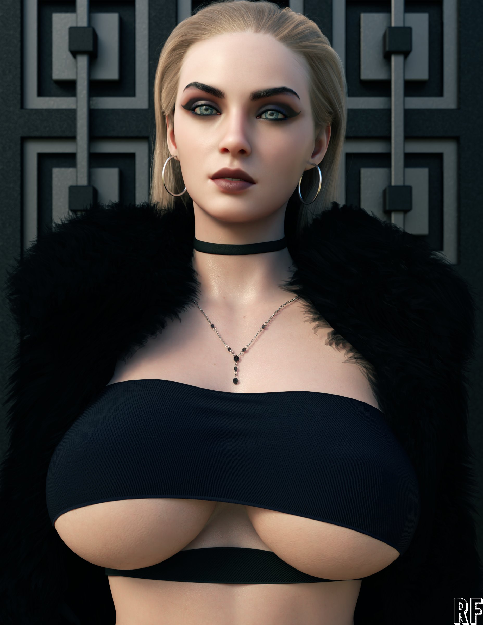 1girls, 3d, absurd res, breasts, female, female only, hi res, mother miranda (resident evil), resident evil, resident evil 8: village, rude frog, solo, underboob