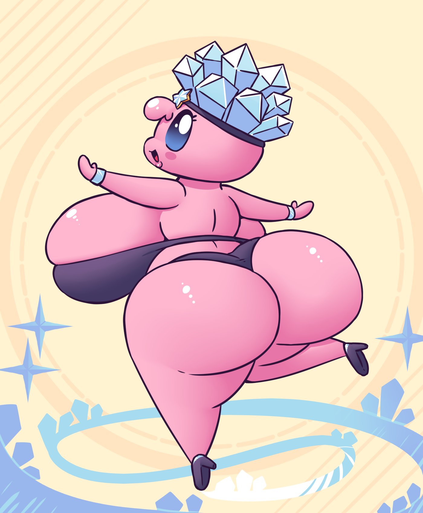 adorable alien ass big_ass big_breasts big_butt blue_eyes bra breasts clothing crown cute cute_face female female_only hi_res high_heels huge_ass huge_breasts huge_butt humanoid huztar ice kirby kirby_(series) nintendo panties pink_body pink_skin power_up side_boob solo solo_female thick_thighs underwear video_games