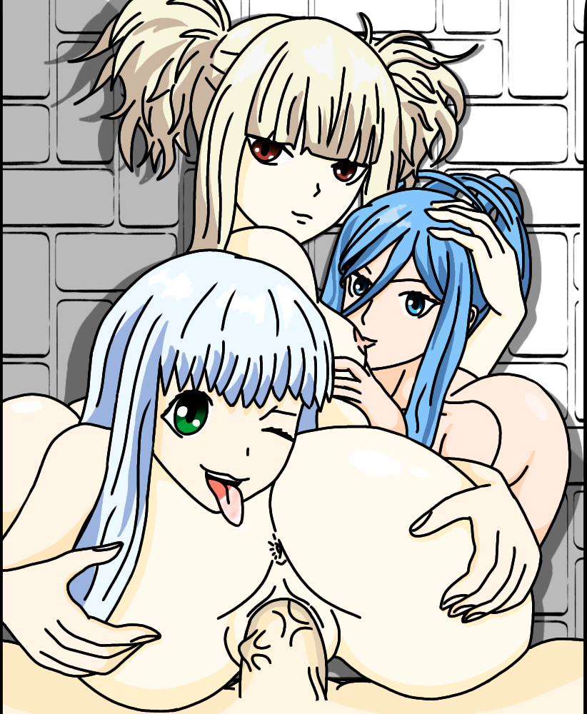 3girls aoki_hagane_no_arpeggio blue_hair breasts drago2004 iona_(aoki_hagane_no_arpeggio) kongou_(aoki_hagane_no_arpeggio) multiple_girls pussy reverse_cowgirl_position riding sex takao_(aoki_hagane_no_arpeggio) uncensored vaginal_penetration yellow_hair