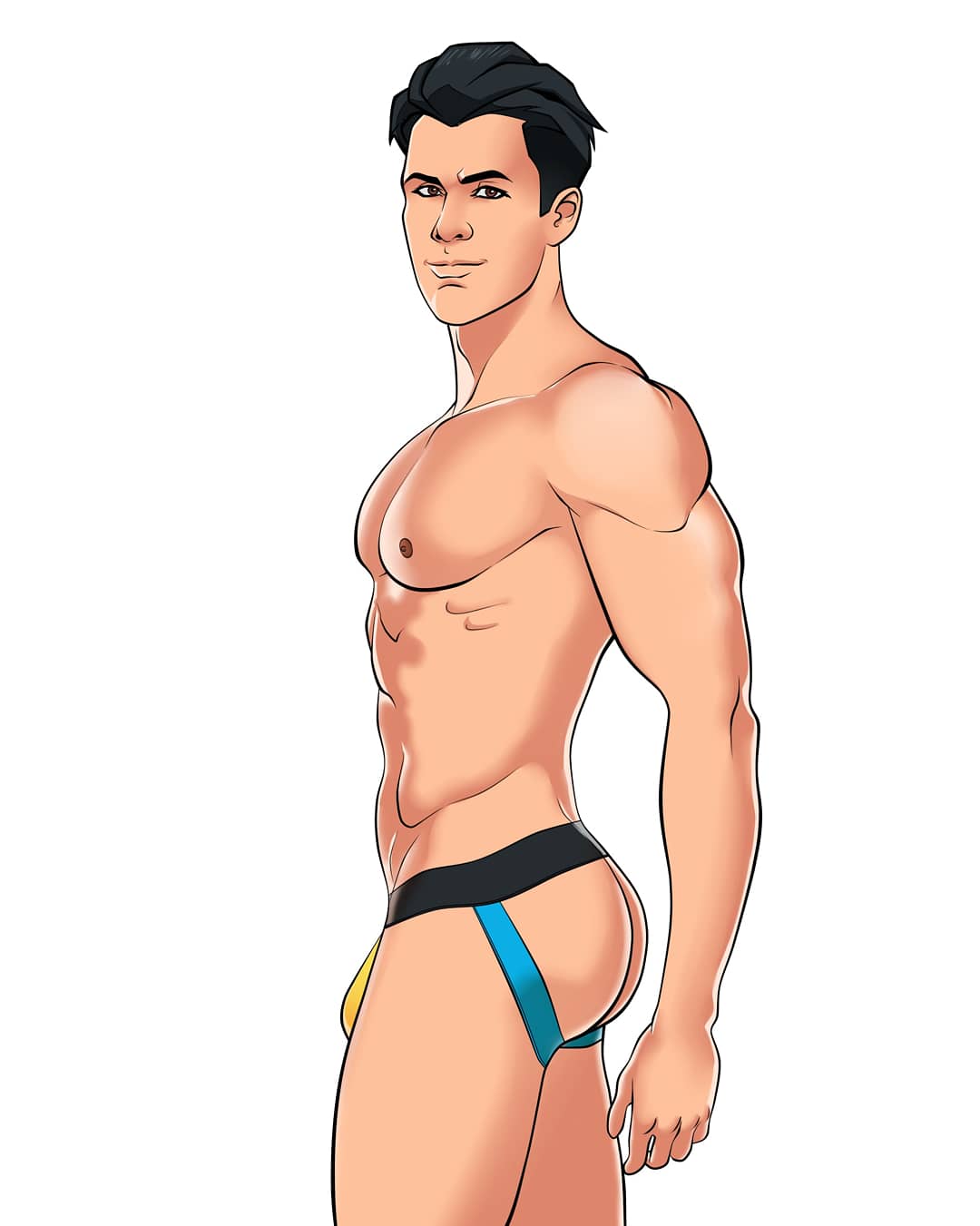 1boy asian_male invincible invincible_(superhero) jockstrap looking_at_viewer male male_only mark_grayson mr._le_fay muscles muscular muscular_male pinup