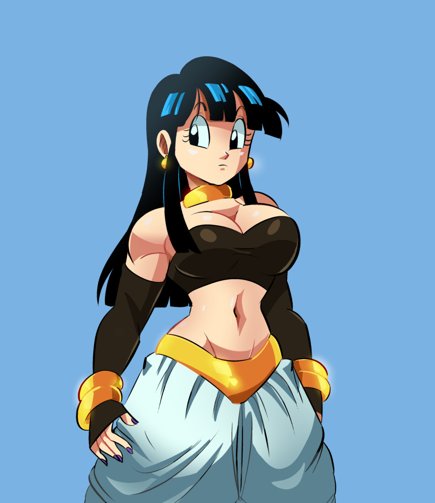 1girls android_21_(cosplay) big_breasts chichi cosplay curvy dragon_ball dragon_ball_z female female_only fully_clothed funsexydragonball light-skinned_female light_skin midriff milf solo