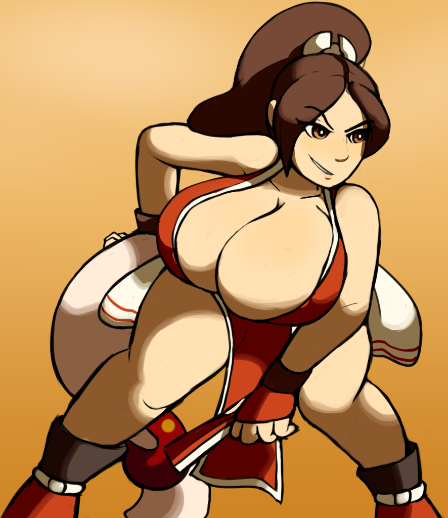 1girls big_breasts breasts_bigger_than_head cleavage cleavage_overflow enormous_breasts hanging_breasts huge_breasts king_of_fighters long_hair mai_shiranui royaloppai tagme thick_thighs