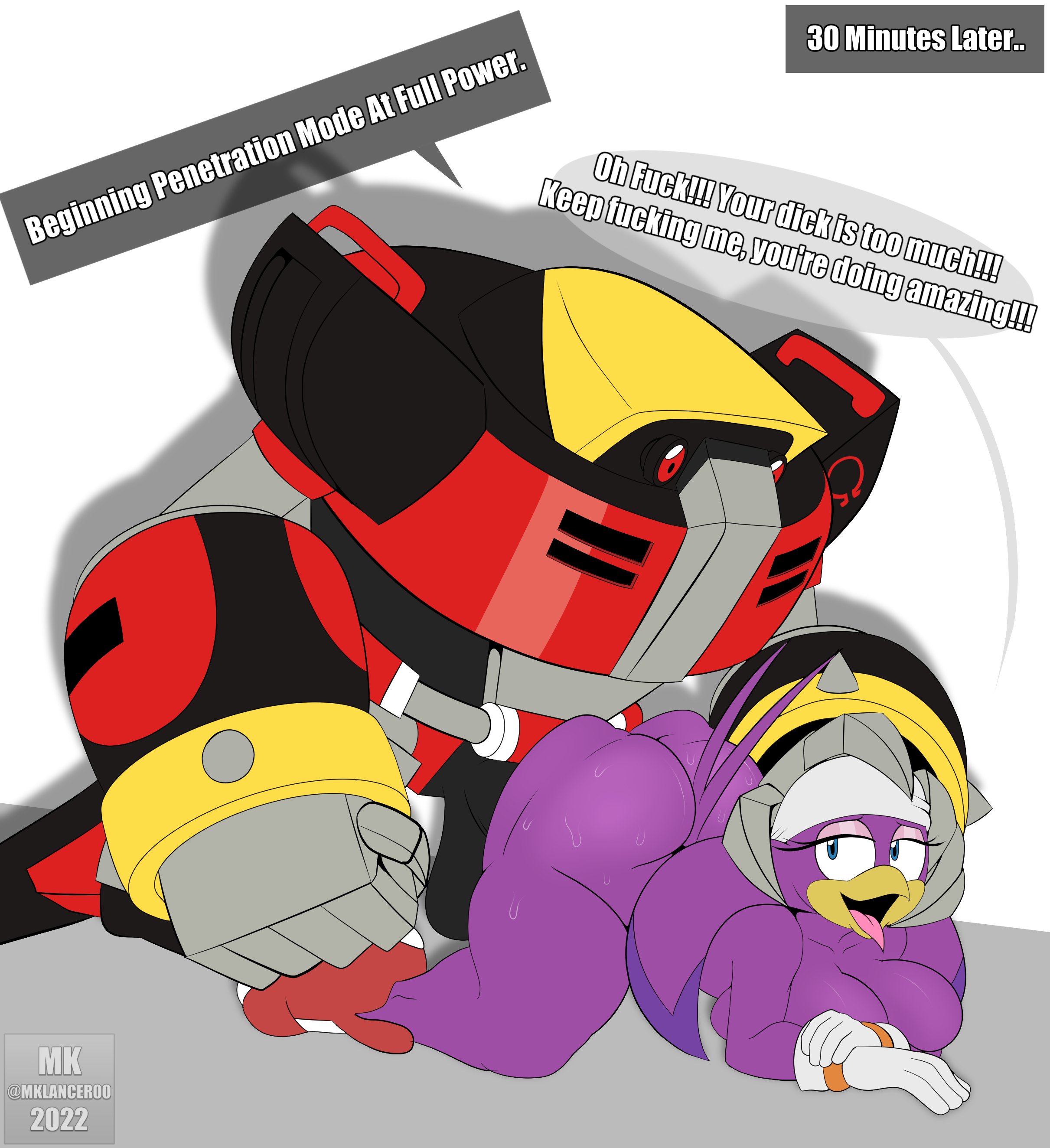 1girls, 1robot, anal, anal sex, ass, balls, bent over, big ass, big balls, big breasts, big butt, big penis, breasts, e-123 omega, female, fucked from behind, grabbing head, holding down, horny, huge ass, in love, leaning forward, loving it, male, mklancer00, penis, pinned to floor, pleasure face, pleasured, robot, robot on mobian, sega, sex, sonic (series), sonic heroes, sonic riders, sonic the hedgehog (series), swallow, wave the swallow