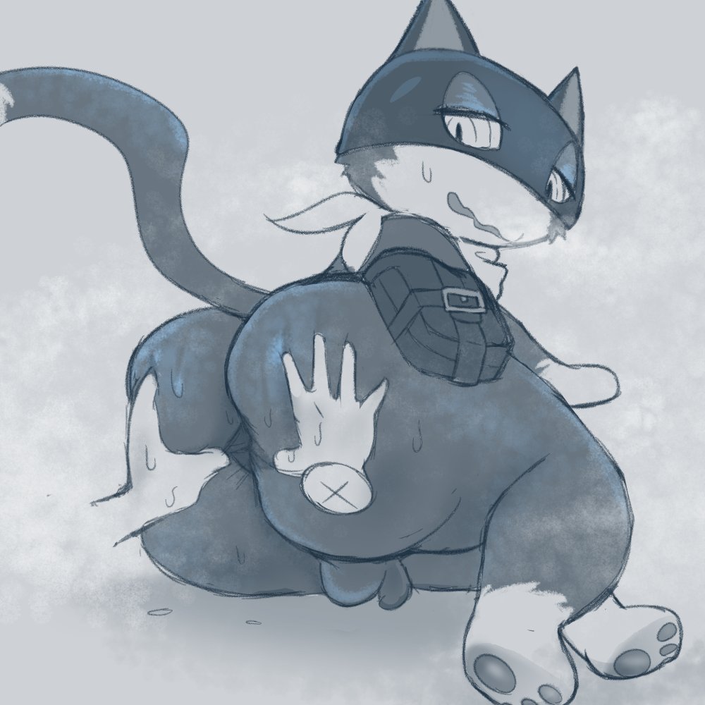 anus, ass, atlus, balls, bandana, big ass, bubble ass, bubble butt, dipstick tail, disembodied hand, feet, feline, feline humanoid, furry, furry only, huge ass, looking back, male, male only, mask, megami tensei, morgana (persona), paws, persona, persona 5, sega, solo, spread ass, spreading ass, sweat, sweaty ass, sweaty butt, tagme, tail, uncomfortable