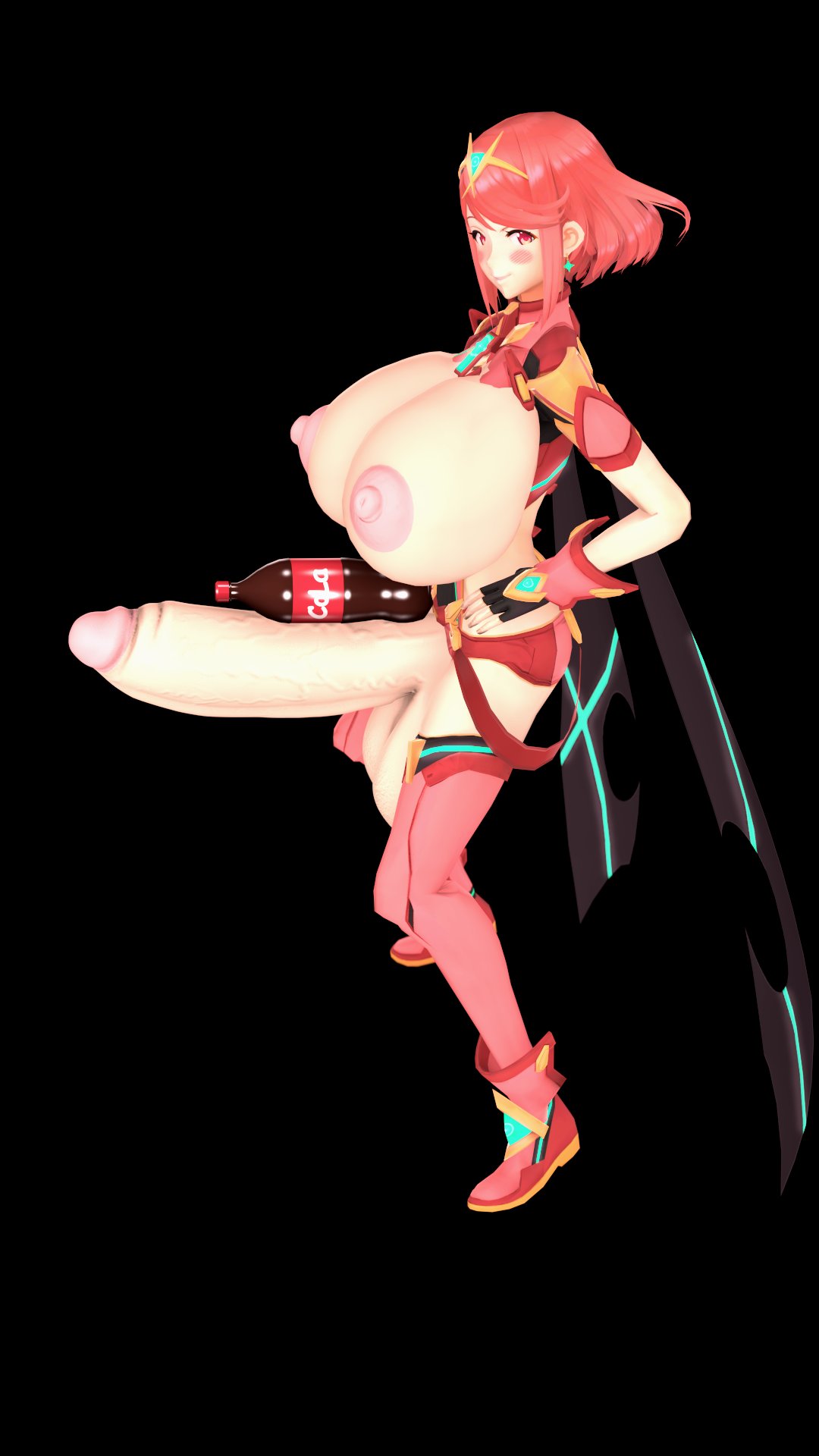 3d, big breasts, futa only, futanari, huge cock, hyper, hyper breasts, intersex, penis, pyra, red hair, solo futa, tagme, theboobedone, xenoblade (series), xenoblade chronicles 2