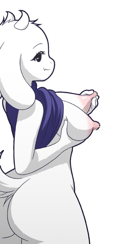 anthro ass big_breasts big_butt bodily_fluids boss_monster bovid breasts caprine female fur horn lactating looking_at_viewer mammal manyakis mature_anthro mature_female mike_inel nipple_fetish nipple_pinch nipple_play pinch smile smiling_at_viewer solo toriel transparent_background undertale undertale_(series) video_games white_body white_fur