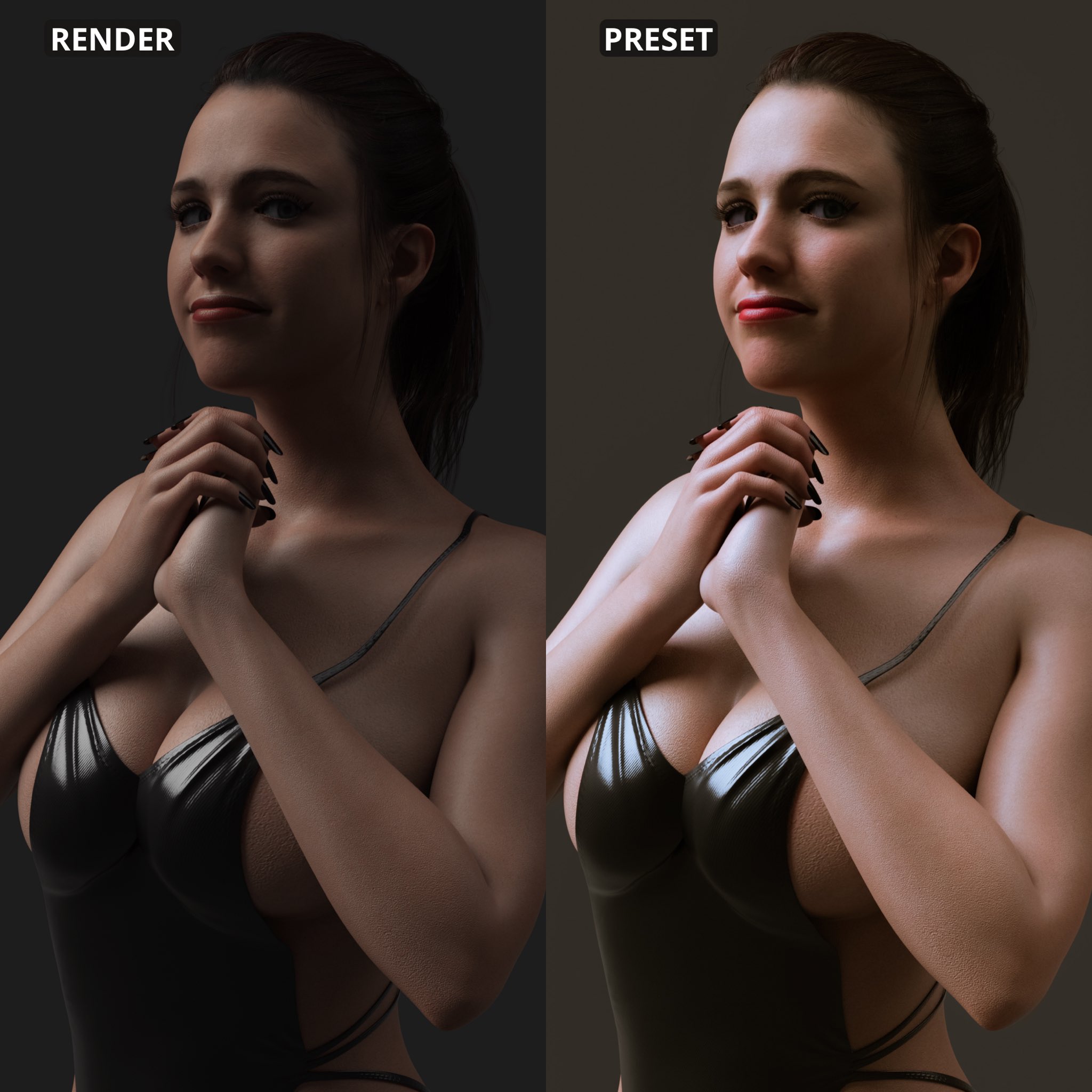 1girls, 3d, big breasts, blue eyes, breasts, brown hair, cleavage, comparison, death stranding, female, female only, light skin, light-skinned female, looking at viewer, mama (death stranding), margaret qualley, pale skin, pale-skinned female, rdaughterdaz, realistic, sideboob, solo, solo female