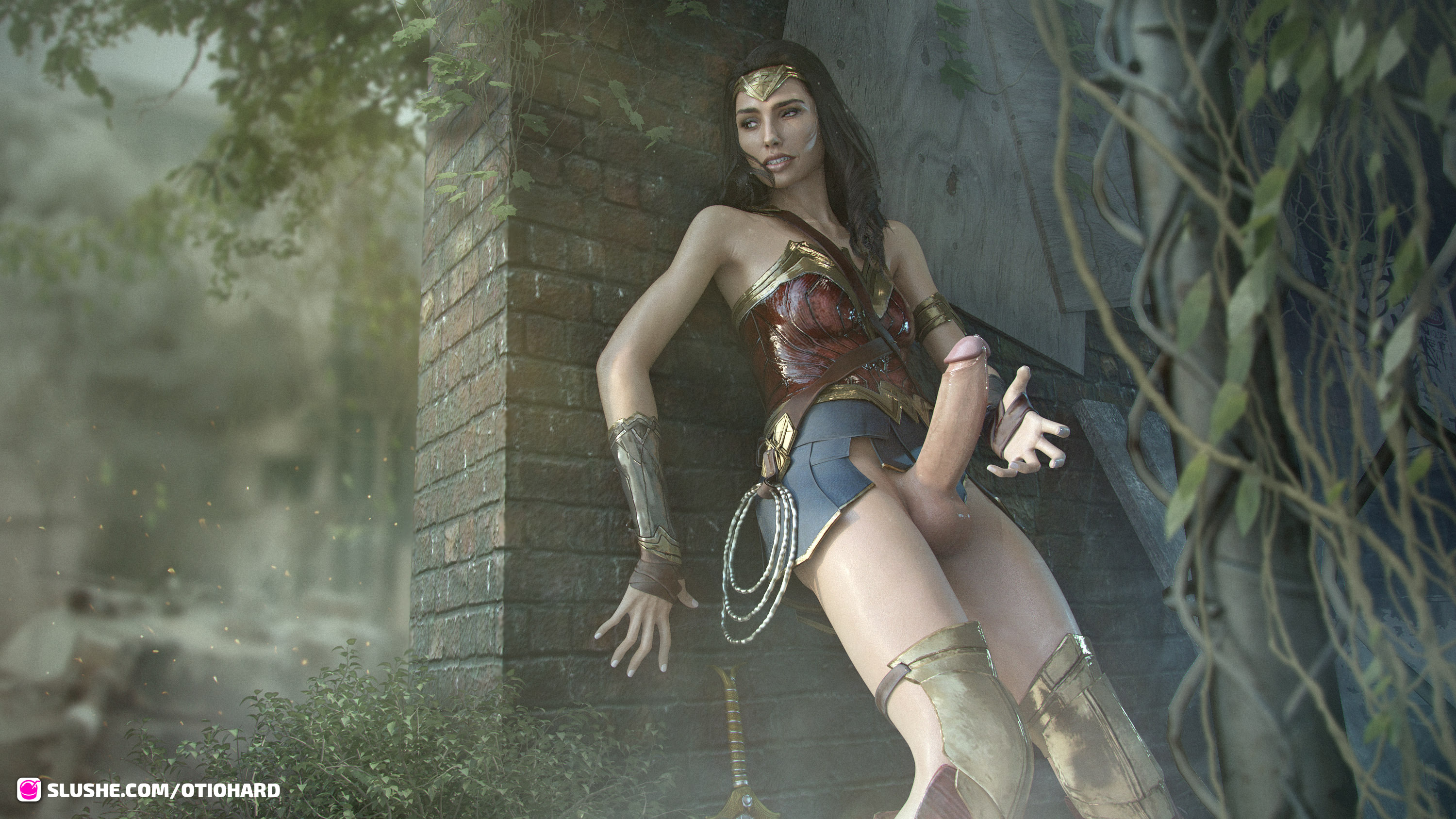 1futa, 3d, 3d (artwork), dc, dc comics, dc extended universe, diana prince, futa only, futanari, gal gadot, intersex, otiohard, penis, slushe (website), wonder woman, wonder woman (series)