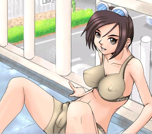 1girls bra brown_bra brown_panties cameltoe erect_nipples female female_only human king_of_fighters lingerie lowres may_lee mokusa nipples panties snk solo underwear