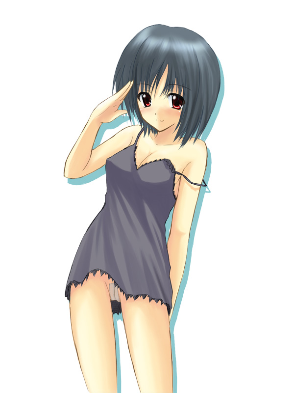 blush chemise maebari no_panties original salute short_hair strap_slip terayan tetora