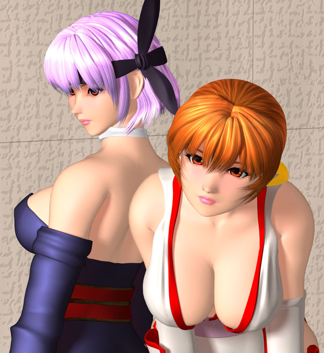 3d ayane_(doa) dead_or_alive human human_only kasumi_(doa) name name_(nahopa!) polygon siblings sisters