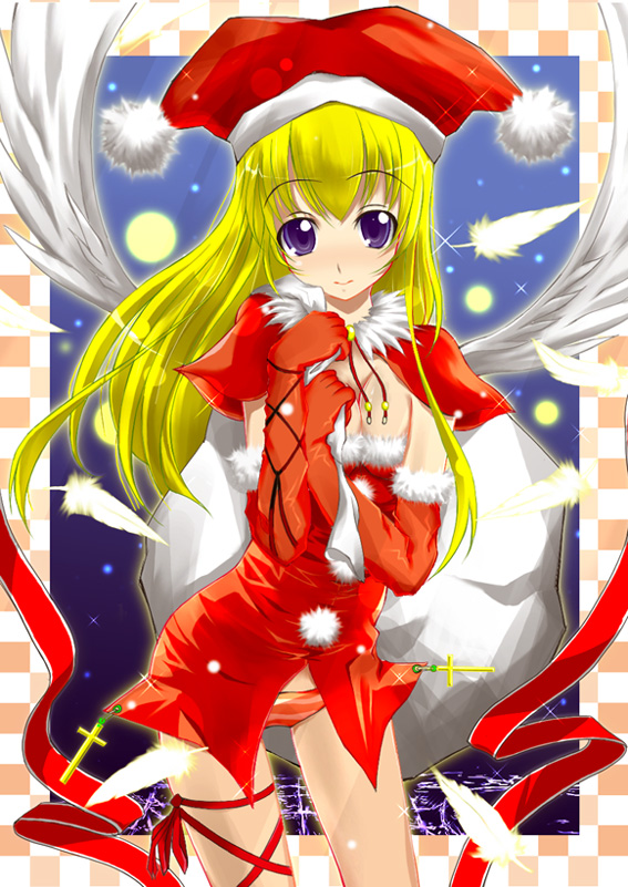 christmas elbow_gloves gakky gloves panties red_panties striped striped_panties underwear