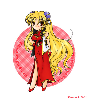 blonde_hair blush broccoli character_name china_dress chinadress chinese_clothes galaxy_angel hair_ornament hairclip long_hair lowres ranpha_franboise solo