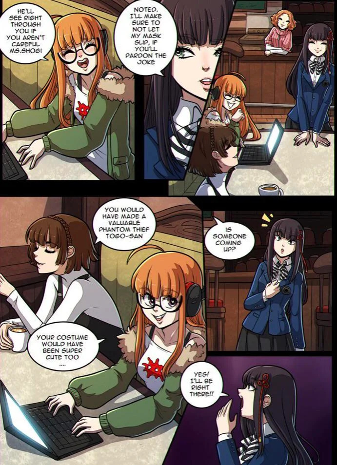 5girls atlus comic computer dialogue electronics english_text eyewear female haru_okumura hifumi_togo human kinkymation laptop makoto_niijima pale_skin persona persona_5 sakura_futaba speech_bubble tagme text