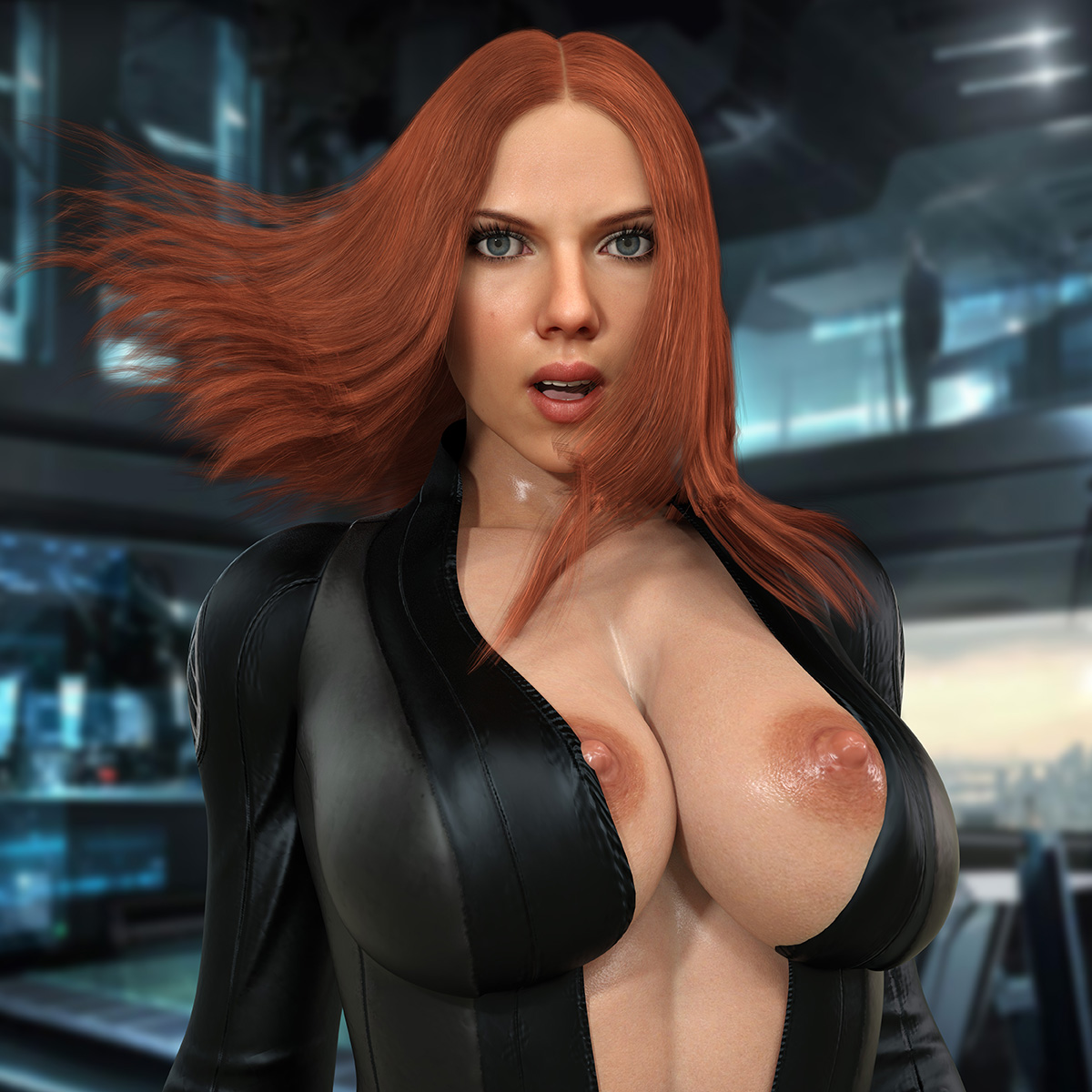 1girls, 3d, areolae, avengers, big breasts, black widow (marvel), breasts, busty, celebrity, erect nipples, female, female focus, female only, hourglass figure, large areolae, large nipples, long hair, marvel, marvel comics, natasha romanoff, nipples, nordfantasy, real person, red hair, scarlett johansson, solo, straight hair, tagme, wide hips