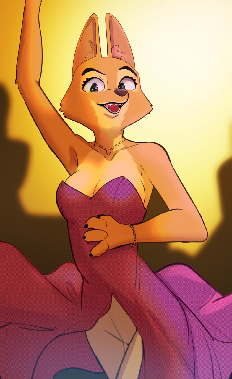 1girls 2022 animal_ears animal_humanoid anthro arm_up armpits bare_arms bare_shoulders black_nose bracelet breasts brown_nose canine canine_humanoid cleavage clothed clothed_female diane_foxington dreamworks dress eyebrow_piercing eyebrows eyelashes fang female female_focus female_fox fox fox_ears fox_girl fox_humanoid fox_tail furry furry_female furry_only green_eyes happy jewelry long_dress looking_at_viewer mammal mammal_humanoid medium_breasts neck necklace no_humans open_mouth orange_body orange_fur pants purple_dress rolling_beast sharp_teeth side_slit smile solo solo_female standing strapless strapless_dress tail tan_body teeth the_bad_guys thick_eyebrows tongue