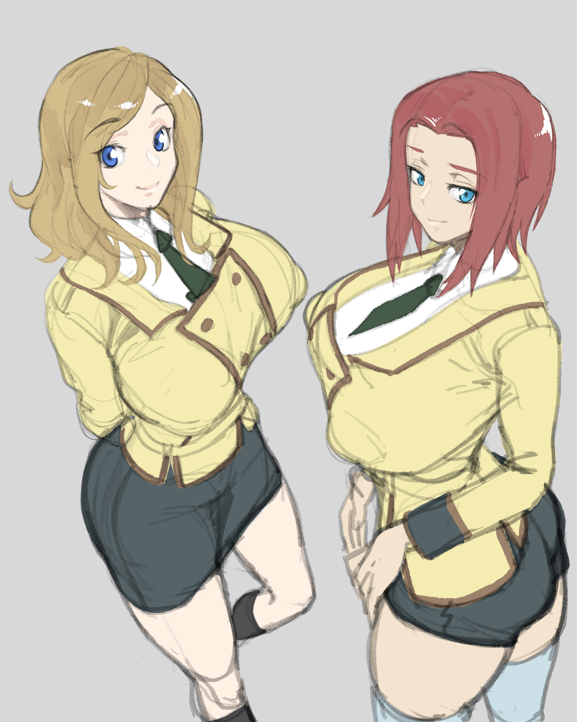 2girls, big breasts, black socks, breasts, code geass, female, kallen stadtfeld, knee socks, kneehighs, kneesocks, mardios, milly ashford, school uniform, socks, tagme, thigh socks, thighhighs, white socks