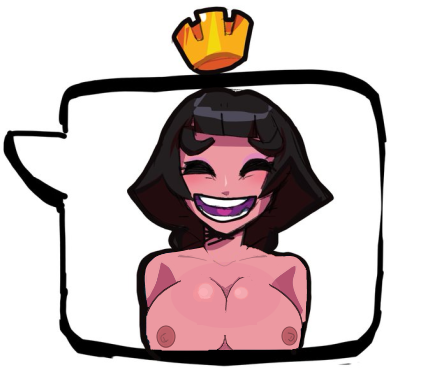 black_hair breasts clash_royale closed_eyes genderbend genderswap half_body hee_hee_hee-haw heheheha king_(clash_royale) rule_63 smile