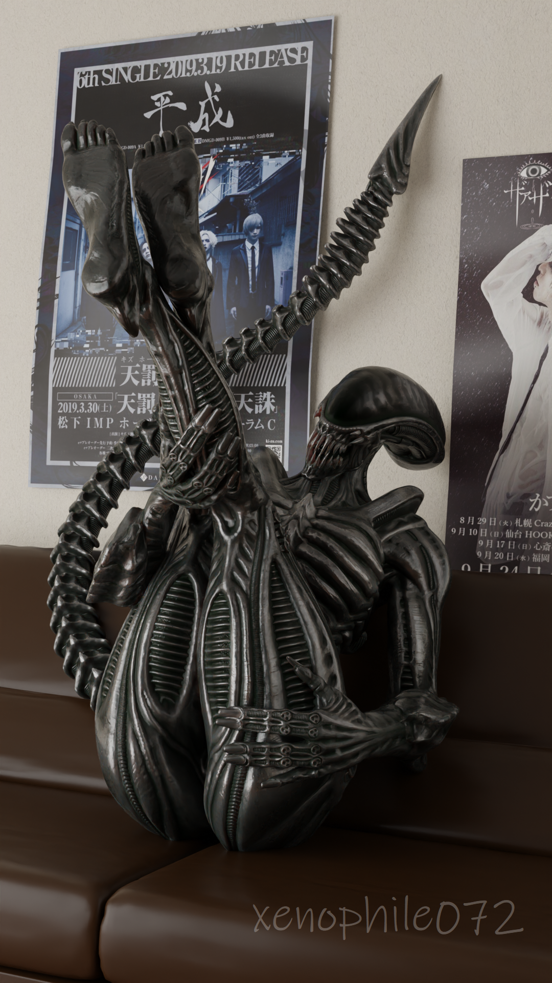 1girls, 3d, 9:16, alien, alien (franchise), alien girl, ass, athletic, athletic female, black body, blender (software), breasts, claws, exoskeleton, feet, feet up, female, female only, female xenomorph, hi res, long tail, pose, rule 63, sharp claws, sharp teeth, solo, solo female, tail, teeth, teratophilia, thick thighs, thighs, toe claws, toes, xenomorph, xenophile072