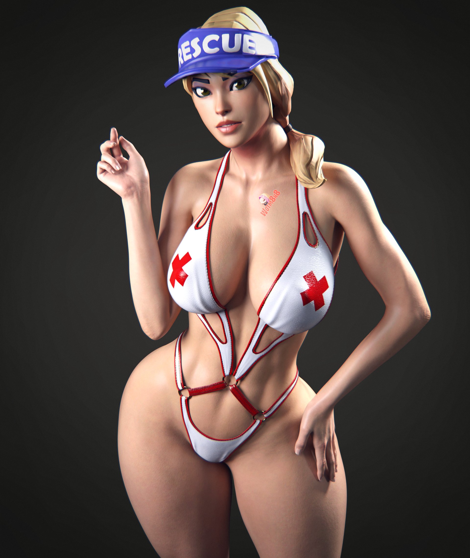 1girls, 3d, big breasts, bikini, blonde hair, breasts, female, fortnite, fortnite: battle royale, life guard, sun strider, thick thighs, thighs, wotm8h8
