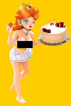 1girls 3d ;) apron barefoot blush breasts brown_hair cake censor_bar censored censored_breasts censored_nipples completely_nude completely_nude_female crown earrings feet female female_only flower_earrings hadaka_apron hsfrx legs lowres mario_(series) medium_hair naughty_face nintendo nude princess_daisy seducing seductive seductive_eyes seductive_look seductive_pose seductive_smile smile solo toes tomboy wink yellow_background