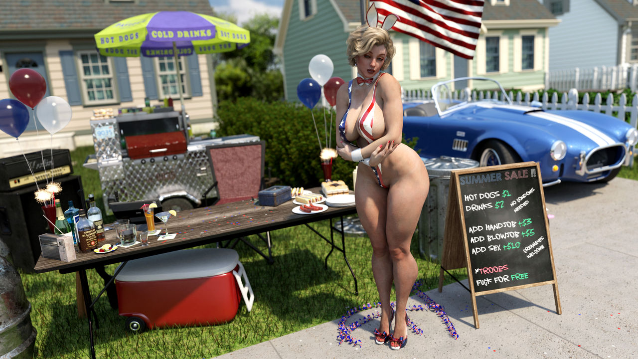 1950s, 3d, 50s, american flag, american flag bikini, ass, blonde hair, breasts, female, huge ass, huge breasts, lipstick, looking at viewer, marilyn monroe, milf, mole, national personification, outdoors, posing, red lipstick, seductive, seductive look, seductive smile, short hair, sling bikini, zz2tommy