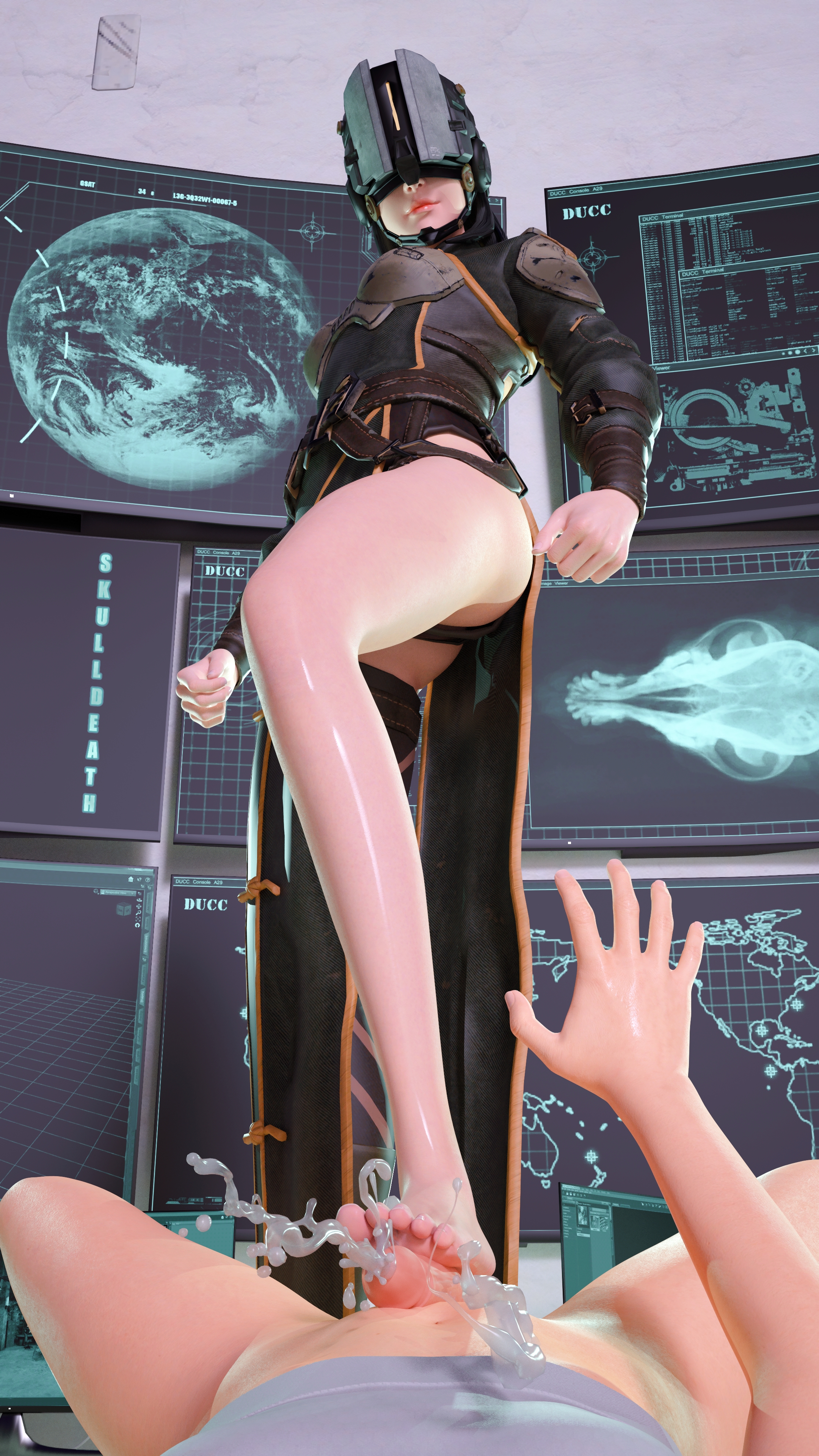 3d, barefoot, bringer of the light, cum, fandi, female, femdom, foot fetish, foot focus, footjob, ling cage:incarnation, male, partial male, skulldeath, soles, standing footjob