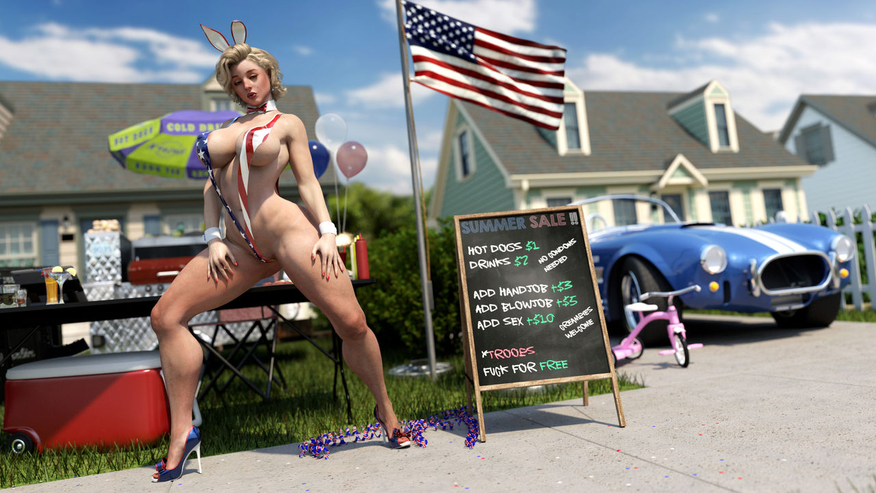 1950s, 3d, 50s, american flag, american flag bikini, ass, blonde hair, breasts, female, huge ass, huge breasts, lipstick, looking at viewer, marilyn monroe, milf, mole, outdoors, posing, red lipstick, seductive, seductive look, seductive smile, short hair, sling bikini, zz2tommy