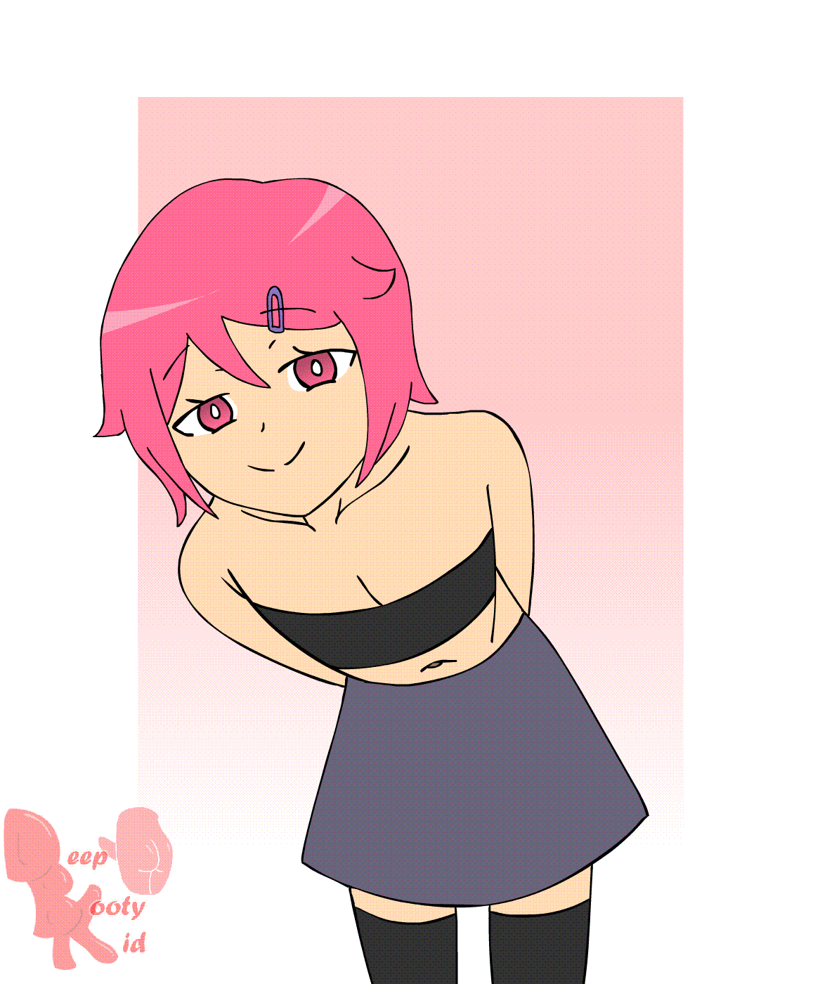 1boy, animated, balls, choker, crossdressing, deepbootykid, erect penis, erection, femboy, gay, lifting skirt, male, male only, original character, penis, riku (deepbootykid), smiling, thighhighs