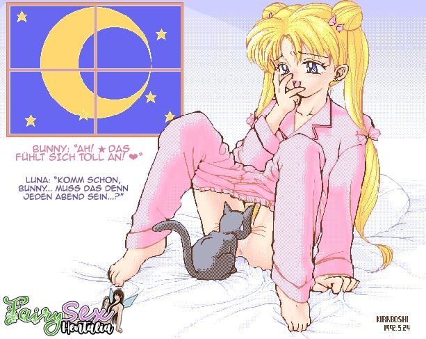 1990s 1992 20th_century 2girls bishoujo_senshi_sailor_moon clothing cunnilingus dated edit fairysexhentalia feline female female/female female_only feral fur german_text human kiraboshi luna_(sailor_moon) oral_sex pajamas translated usagi_tsukino yuri zoophilia