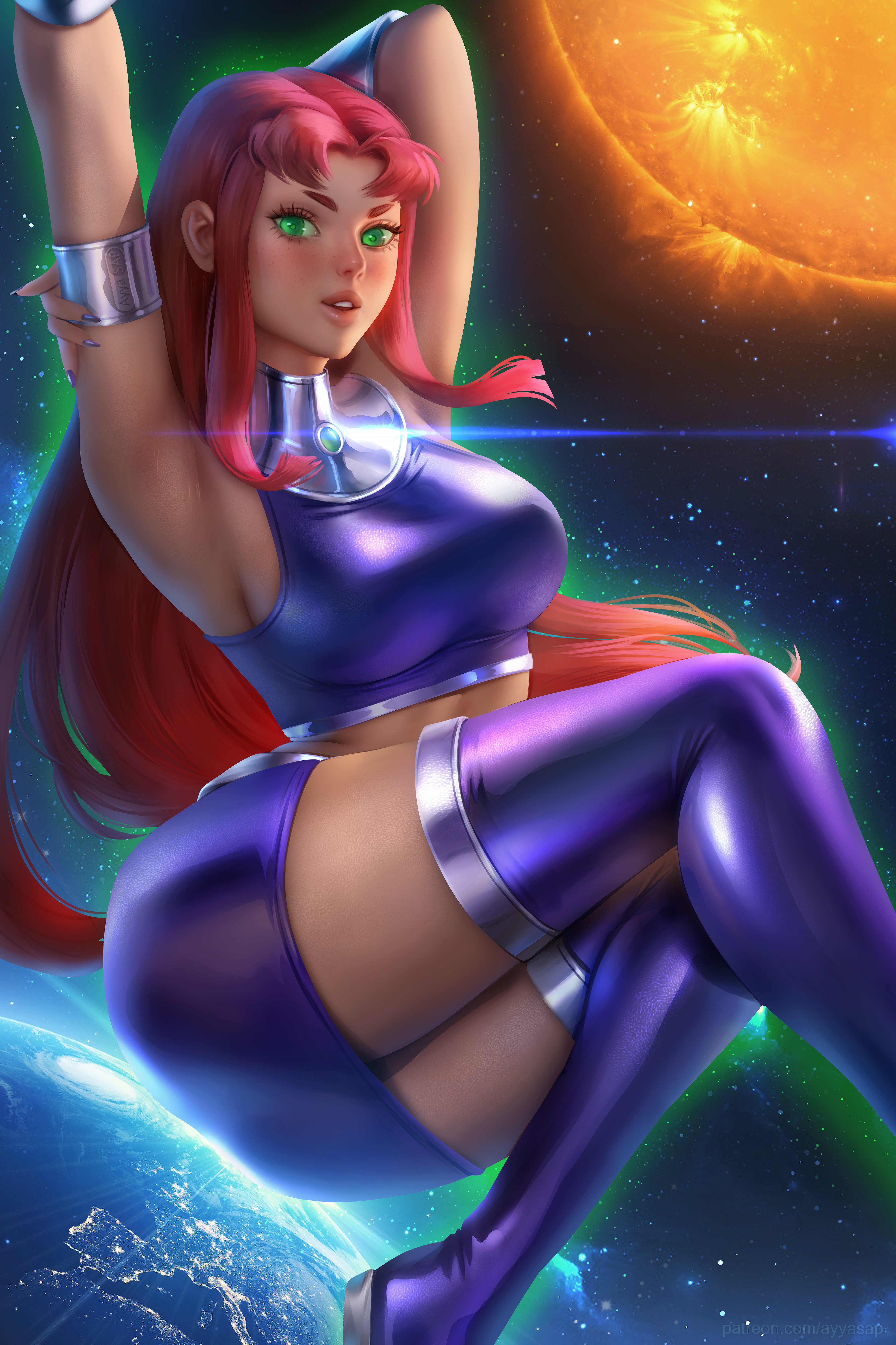 ayyasap, dc, dc comics, female, koriand'r, pinup, starfire, superheroine