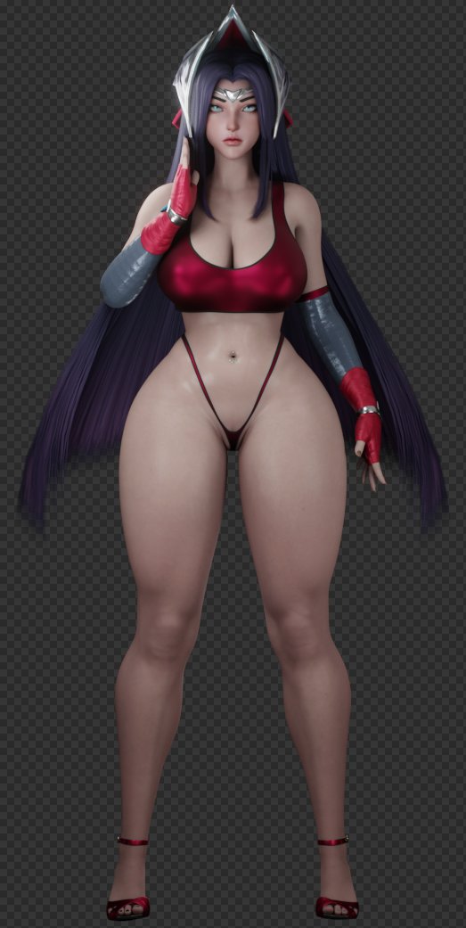 3d, ass, big ass, big breasts, big butt, breasts, chaunguyen, child bearing hips, female, half naked, irelia xan, league of legends, league of legends: wild rift, midriff, panties, posing, thick ass, thick thighs, thong, tummy, underwear, wide hips