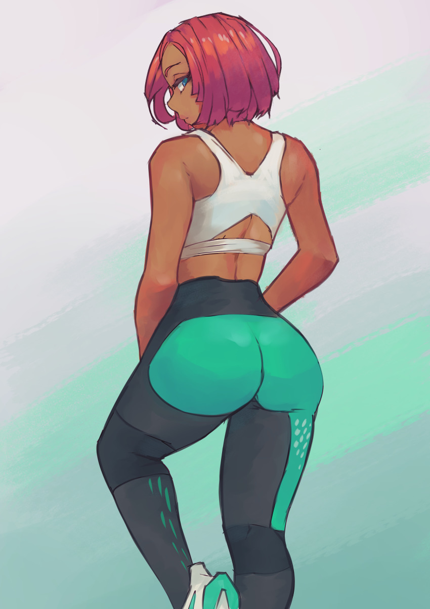 artist request, ass, brazilian, brazilian female, dark skin, dark-skinned female, fat ass, female, giovanna (guilty gear), guilty gear, guilty gear strive, solo, thick thighs, yoga pants