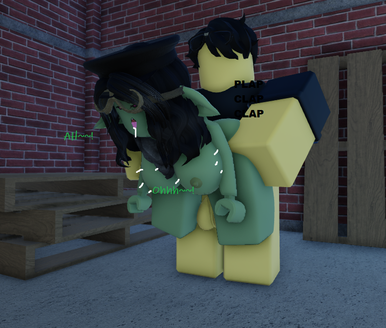 1boy, 1girls, 3d, balls, ballsack, cartoony, faceless male, female, goblin, goblin female, humanoid, lefmy, male, moaning in pleasure, roblox, robloxian, scrotal raphe, scrotum, self upload, straight, tagme, testicles, tongue, tongue out