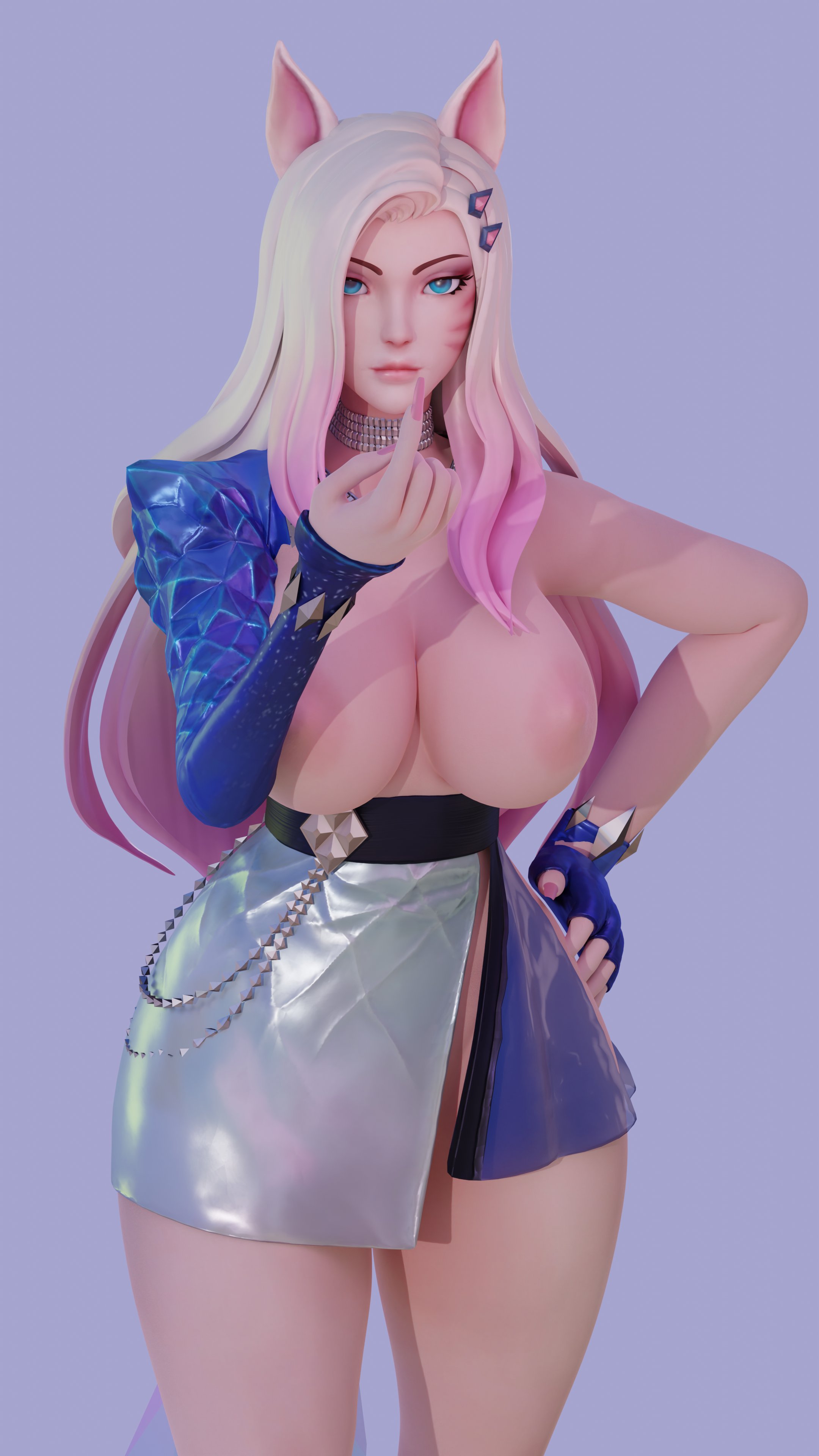 1girls, 3d, 3d (artwork), ahri, alyssisdreaming, ass, blonde female, blonde hair, breasts, female, female only, fox ears, fox girl, fox tail, hips, huge ass, huge breasts, jewelry, k/da ahri, k/da series, league of legends, light skin, light-skinned female, nail polish, necklace, nipples, skirt, solo, wide hips