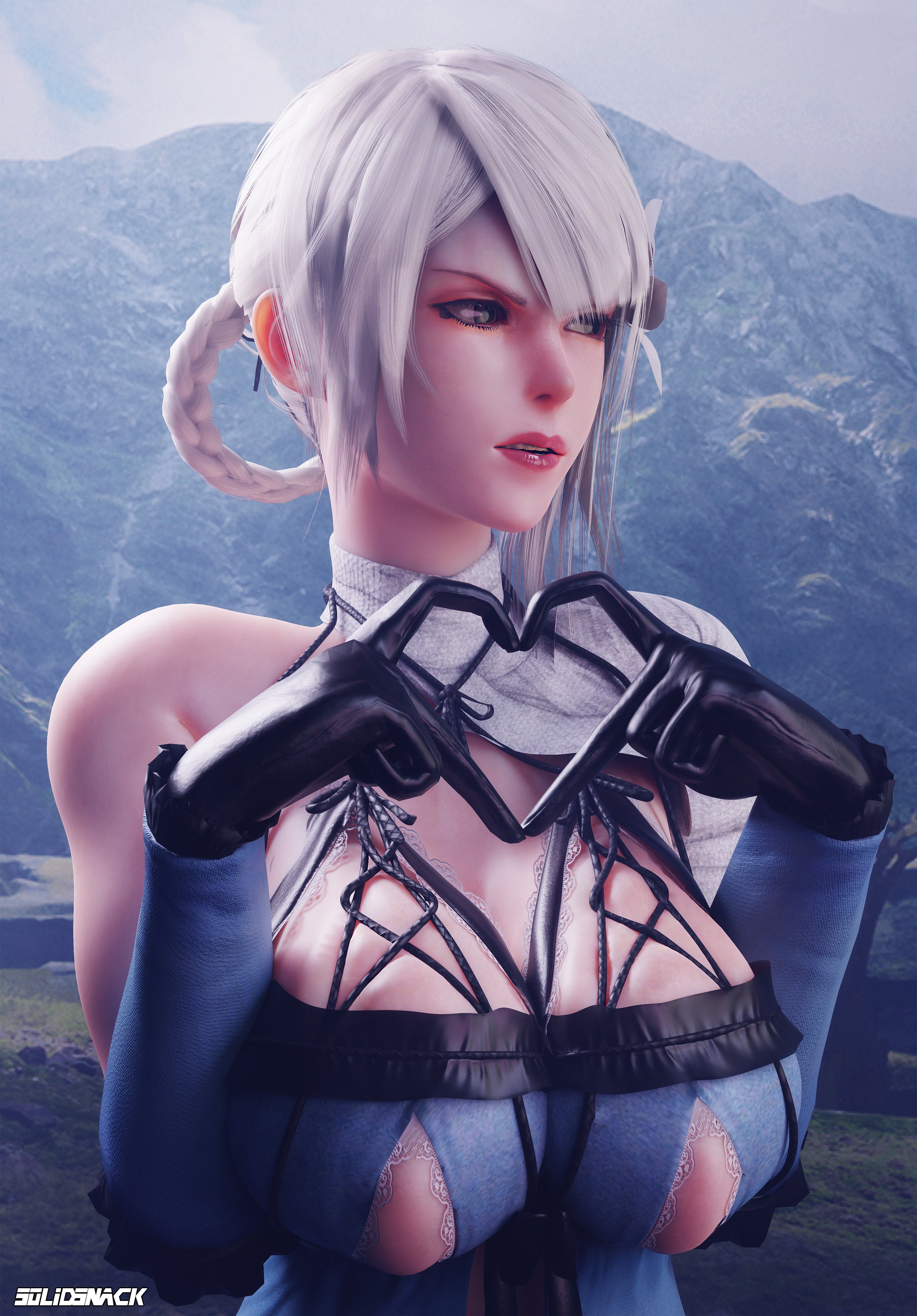 1girls, 3d, big breasts, blender, breasts, female, female only, kaine (nier), large breasts, nier, nier replicant, solidsnack, solo