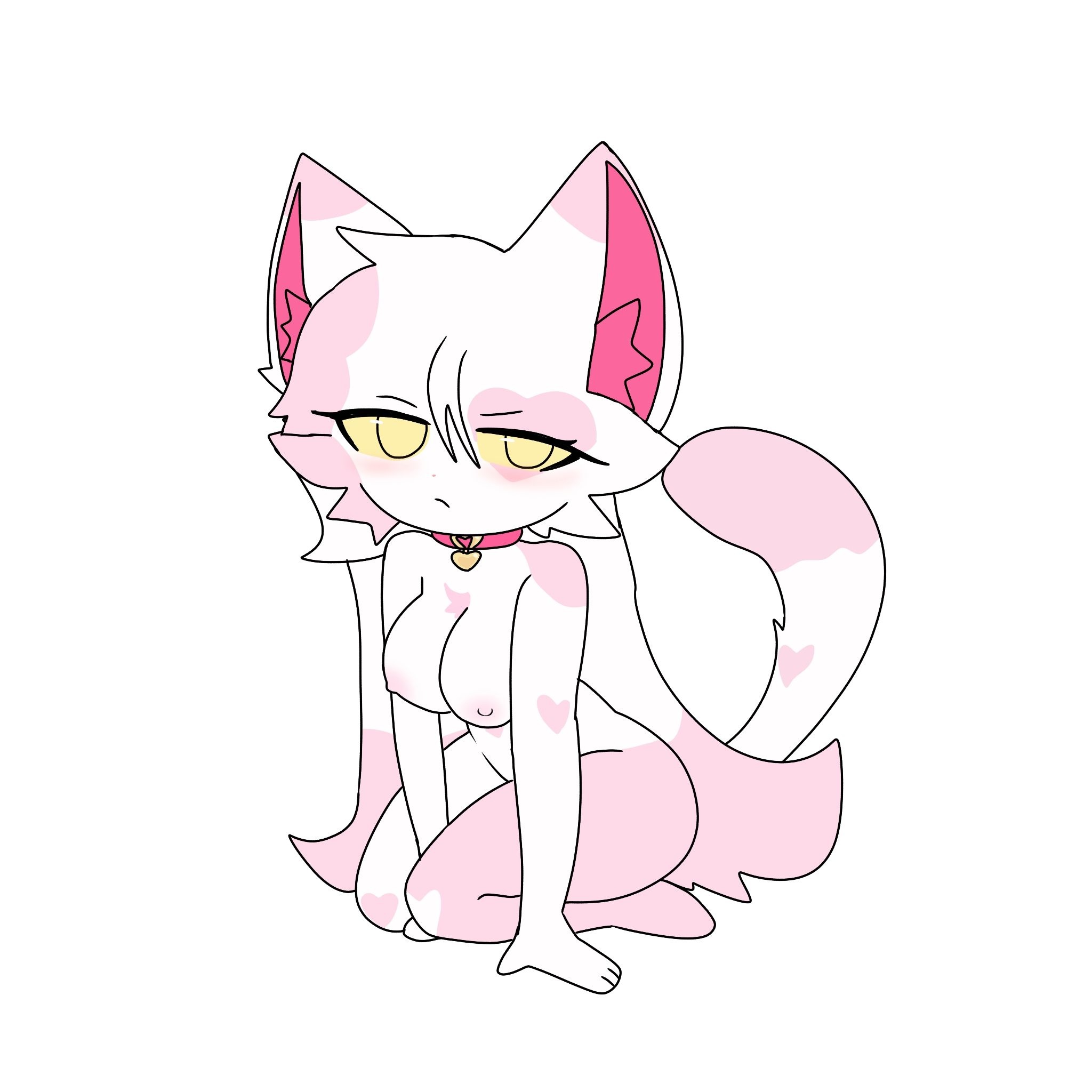 1girl, bat, boobs, cat, female, female only, furry, kit community, kit community v2, long hair, mikyana, mikyana.batt, milf, not ai generated, nude, nude female, pink fur, white and pink fur, white fur