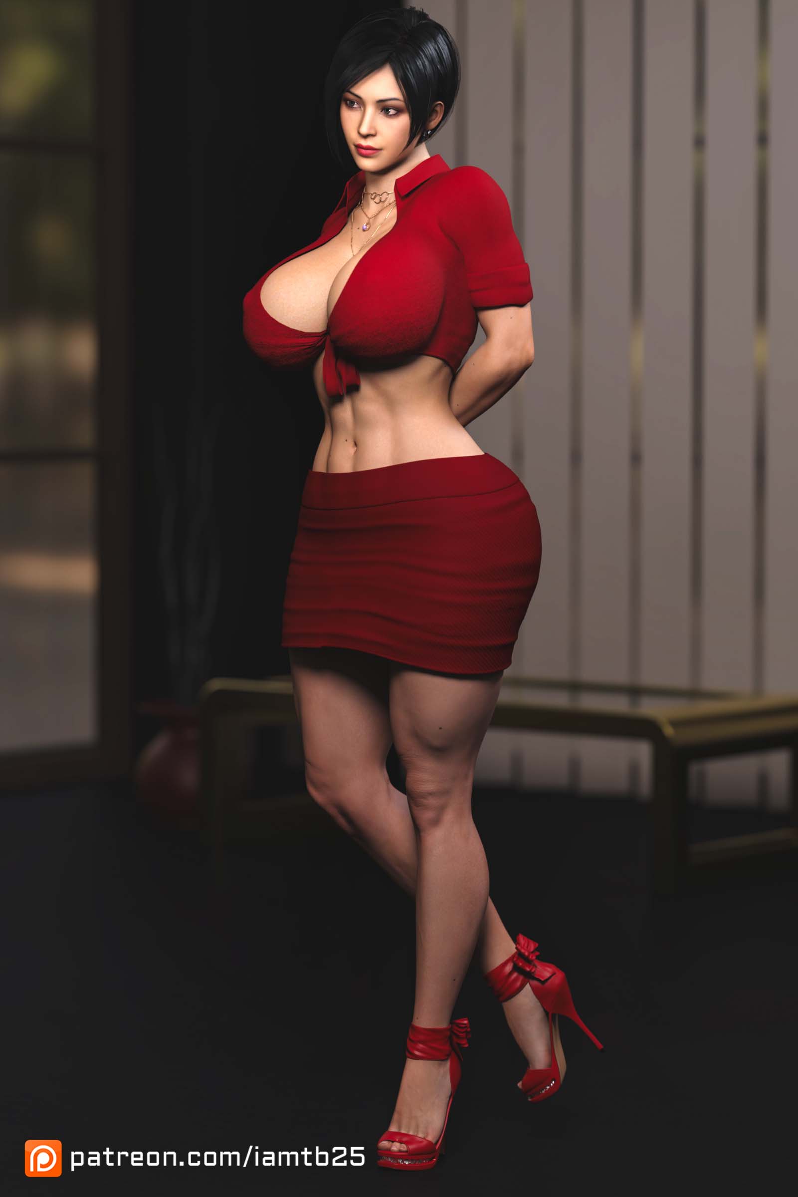 1girls, 3d, abs, ada wong, ada wong (adriana), asian, asian female, ass, big ass, big breasts, breasts, capcom, cleavage, female, female only, heels, high heels, patreon username, resident evil, resident evil 2, resident evil 2 remake, skirt, solo female, stiletto heels, tagme, tb25, thick thighs, very high heels, wide hips
