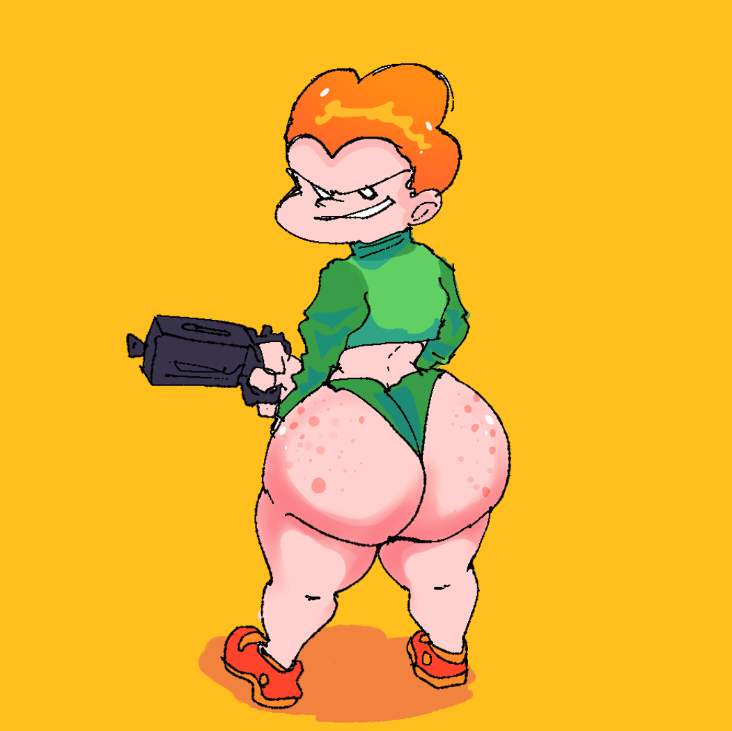 1boy 1femboy ass big_ass big_butt bubble_ass bubble_butt butt femboy feminine_male freckles freckles_on_ass freckles_on_butt friday_night_funkin gay male_only mriii4327 pico's_school pico_(newgrounds) standing thong wide_hips