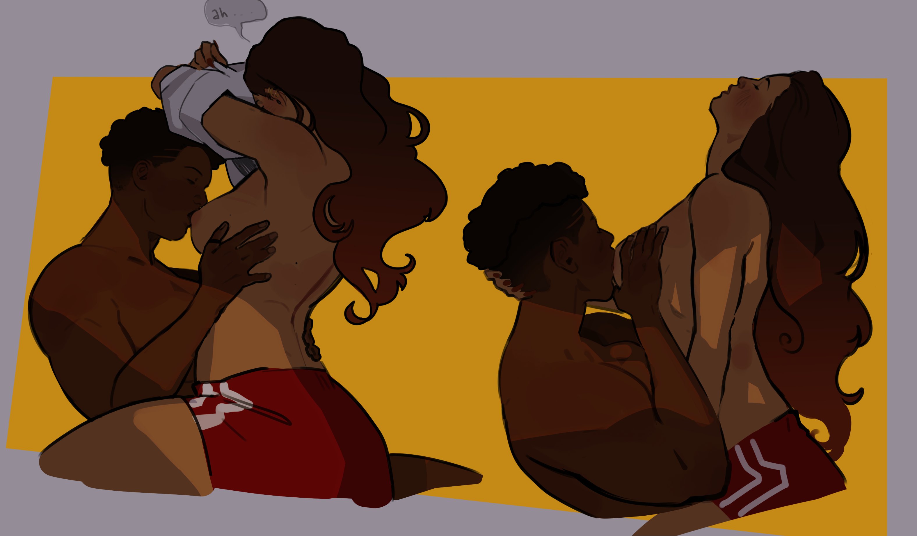 2d, 2girls, apex legends, bangalore, breast sucking, breast worship, breasts, butch, butch and femme, dark skin, dark-skinned female, female, lesbian, lesbian sex, loba (apex legends), multiple females, multiple girls, muscular, muscular female, respawn entertainment, short hair, shorts, sucking nipples, topless female, two-tone hair, worship, yuri