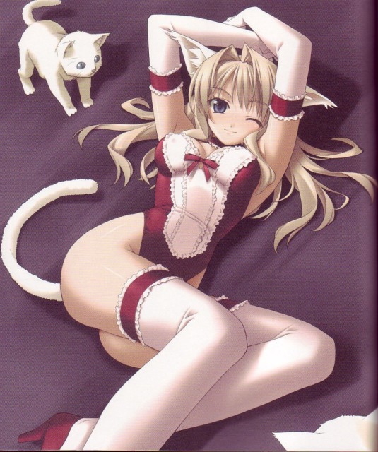 animal_ears cat_ears color feline hashimoto_takashi high_heels shoes tail thighhighs