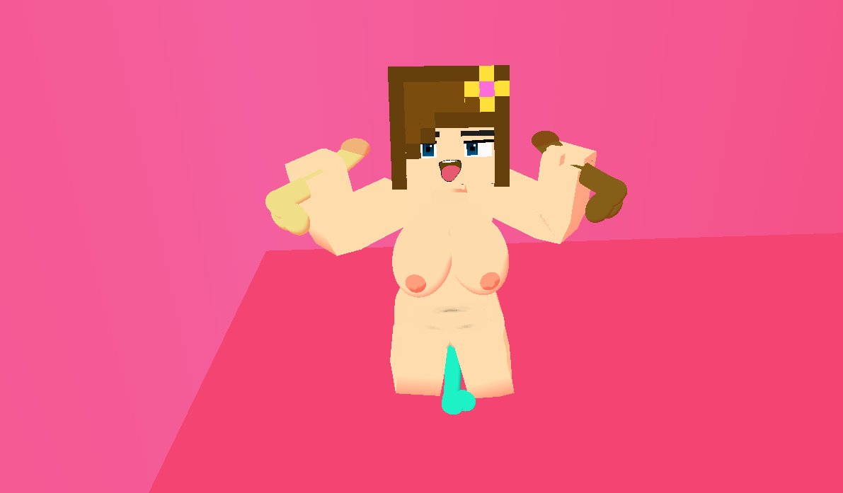 1girls 2boys 3boys 3d adult bisexual_(female) blue_eyes breasts brown_hair female female_only handjob horny_female human humanoid maddie_burr mine-imator minecraft model multiple_penises olivialewdz outside riding_dildo tagme