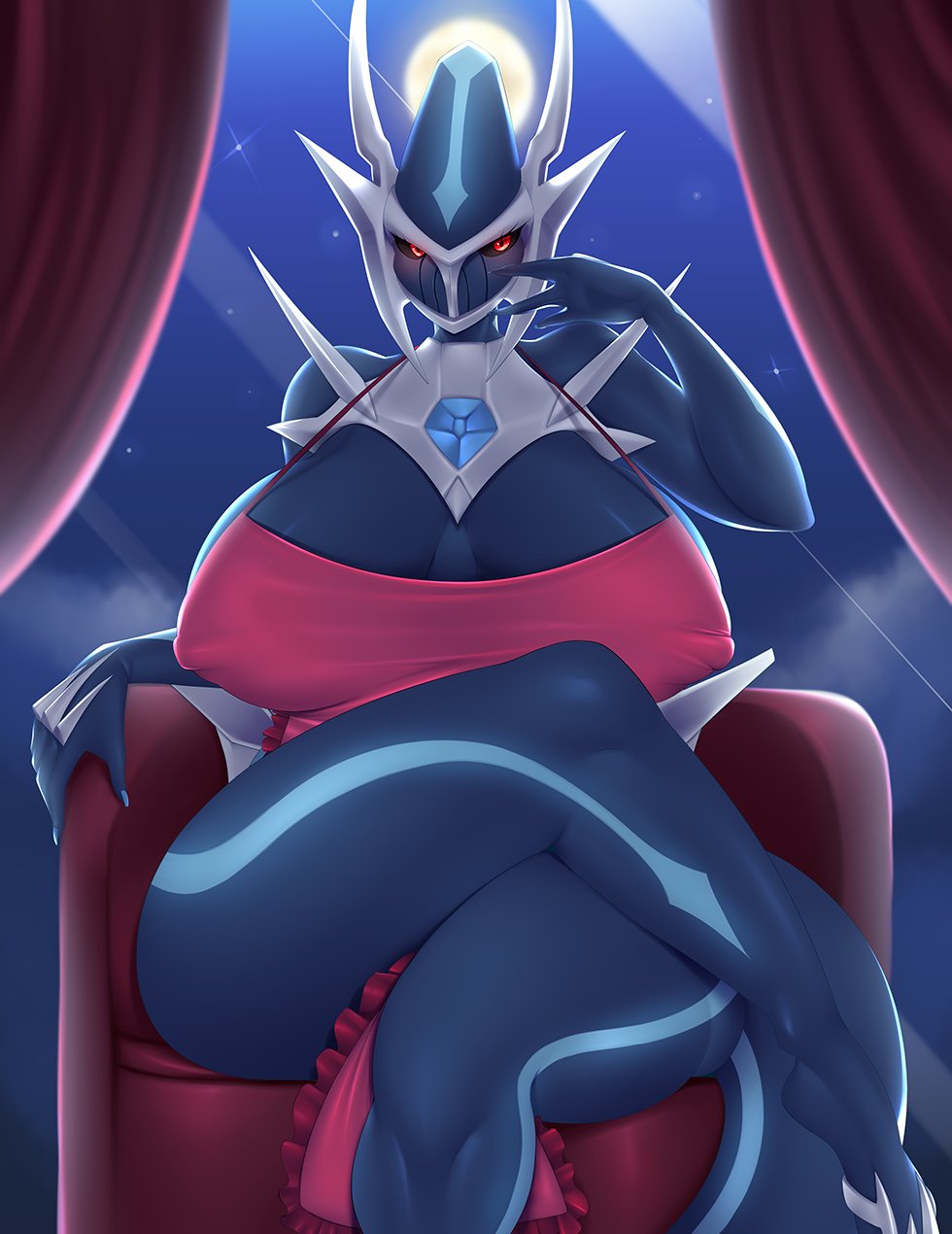 anthro big_breasts breasts clothed dialga female mleonheart nipple_bulge pokémon_(species) pokemon pokemon_(species) tagme