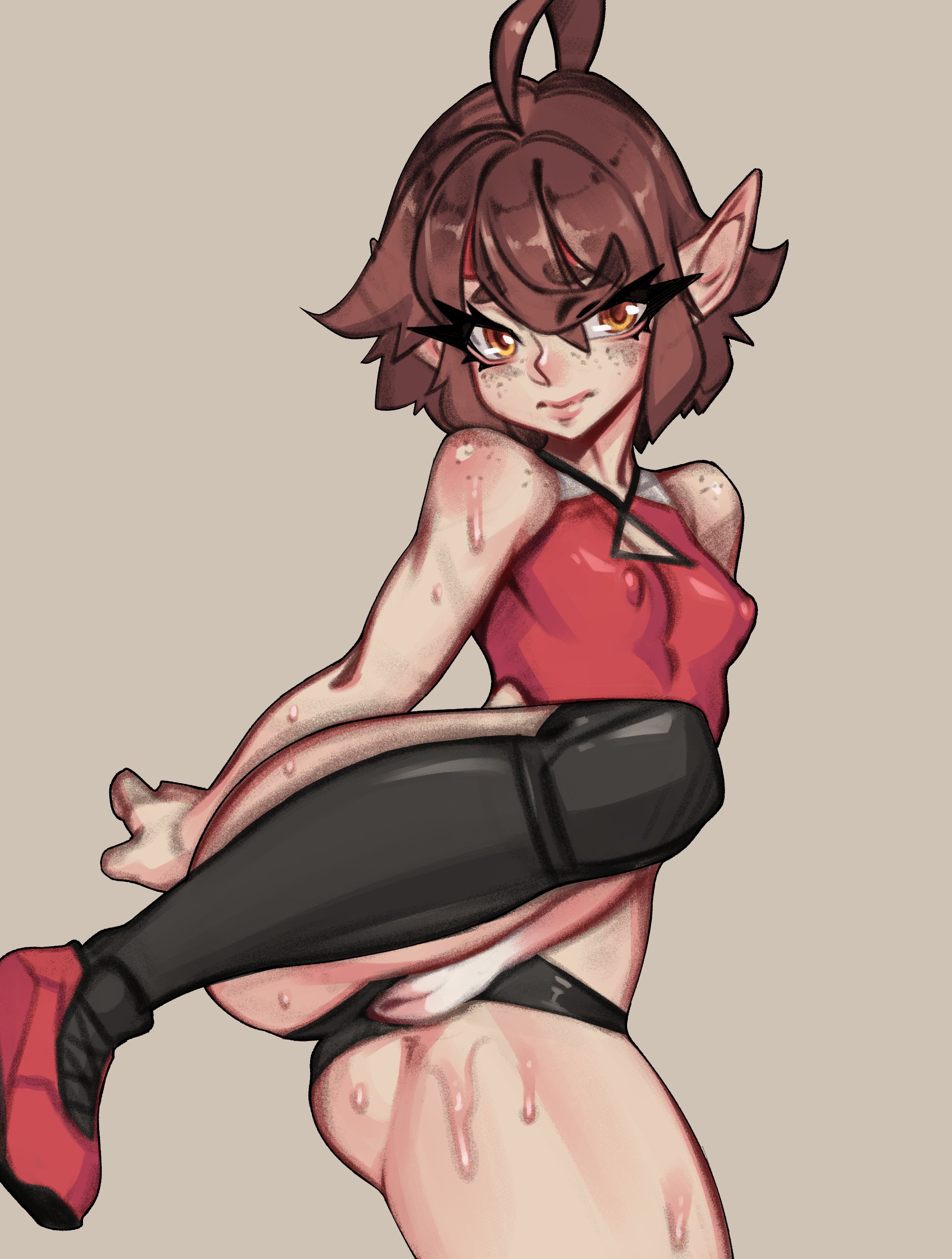 ahoge, breasts, ear, elf, female, small breasts, tagme, truedevirish, uncensored