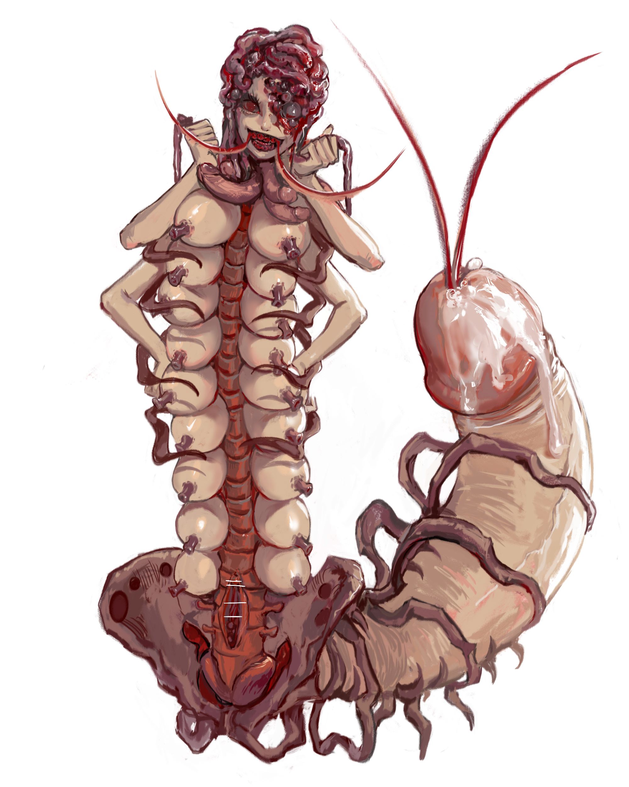 ashva, blood, body horror, body modification, breasts, cum, futa sans balls, futanari, gore, guro, herm, hermaphrodite, huge cock, insects, intersex, multi breast, multi genitalia, multi penis, nightmare fuel, original, penis, pentaphallia, puffy nipples, pussy, tetraphallia, unusual anatomy, urethral insertion, vagina, what