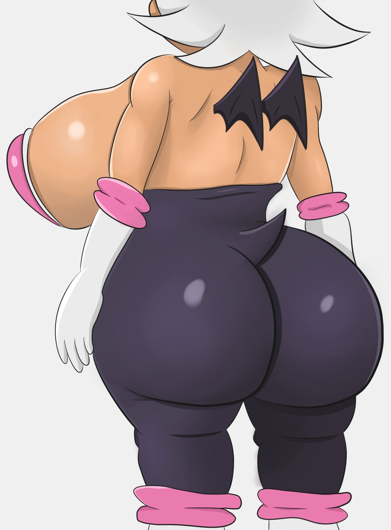 ass, bat, bat wings, breasts, clothing, donan, female, female focus, female only, gloves, huge ass, huge breasts, light skin, light-skinned female, rouge the bat, sega, shortstack, sideboob, sonic (series), sonic the hedgehog (series), tail, voluptuous, white fur, white hair