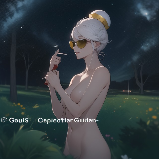 ai_generated belly belly_button boobs breasts brown-tinted_eyewear female female_only milf night nintendo nude nude_female o’nare_(pokemon) only_female pokemon pokemon_sv pokemon_sv_teal_mask sunglasses tinted_eyewear white_hair