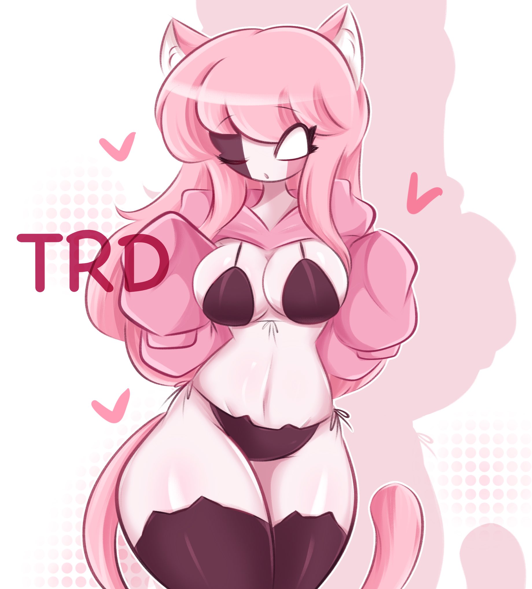 big breasts, bra, breasts, cat ears, cat girl, cat tail, catgirl, feline, female, female only, friday night funkin, heart, hoodie, hoodie lift, one eye closed, panties, sarvente (dokki.doodlez), sarvente (friday night funkin), stockings, tagme, tail, thick thighs, thighs, trd-yo