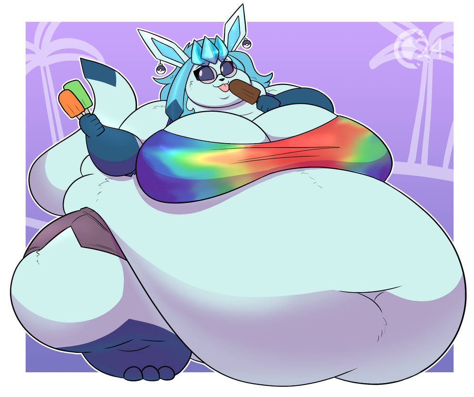 1girls anthro belly big_breasts breasts chocend eeveelution fat fat_fetish female furry glaceon glasses huge_belly huge_breasts hyper_belly inflated_belly inflation original_character overweight pokémon_(species) pokemon popsicle round_glasses thick_thighs weight_gain wide_hips